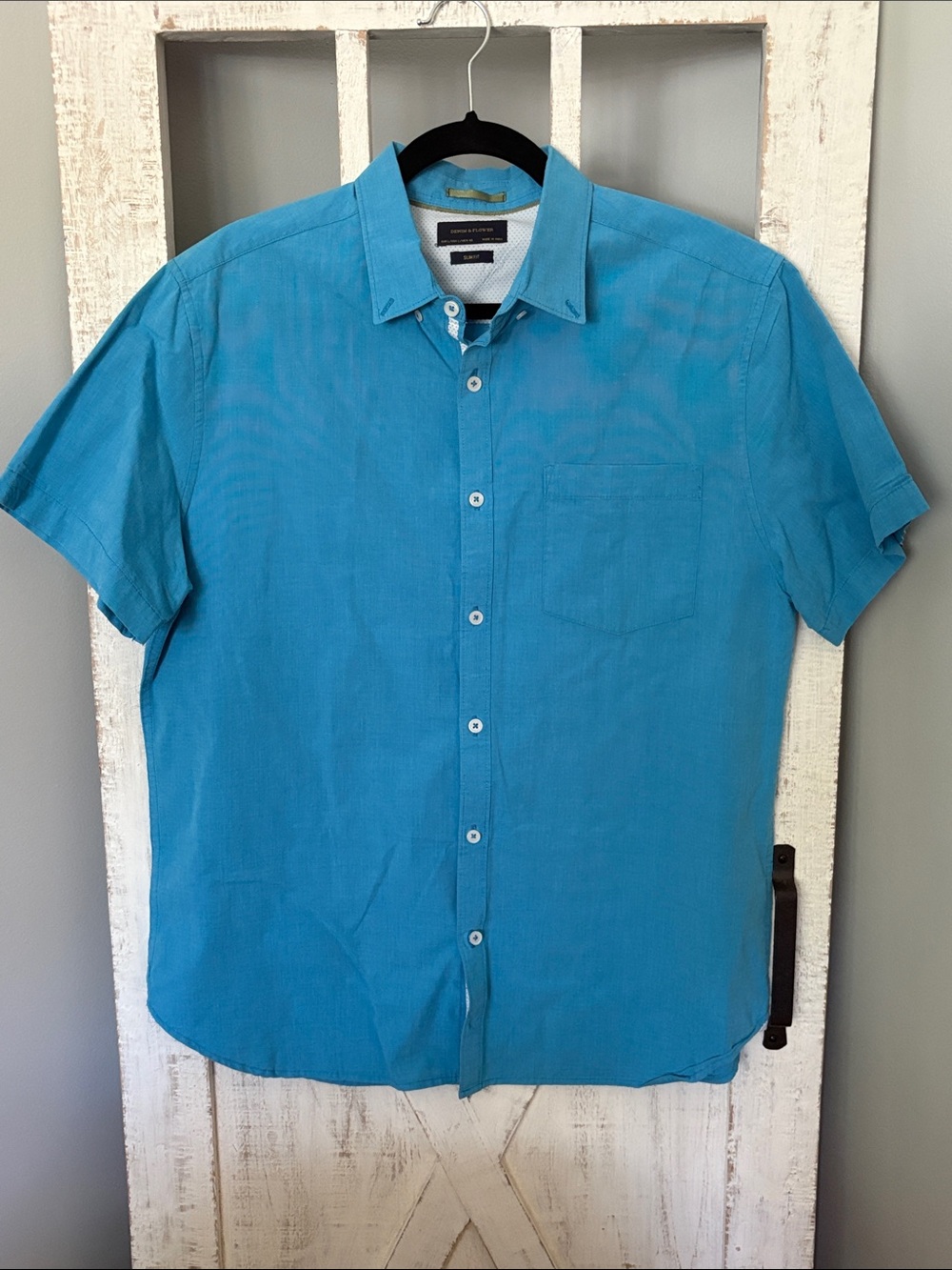 NWOT Denim & Flower Mens Short Sleeve Button-Up Shirt